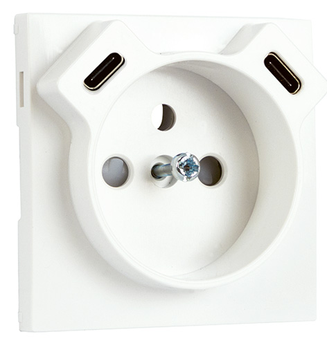 Enjoliveur pour Prise de Courant Française + USB C+C