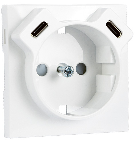 Enjoliveur pour Prise de Courant Schuko + USB C+C